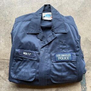 Vintage LAPD Los Angeles Police Uniform Shirt Shacket Blue Motor Command Mintz